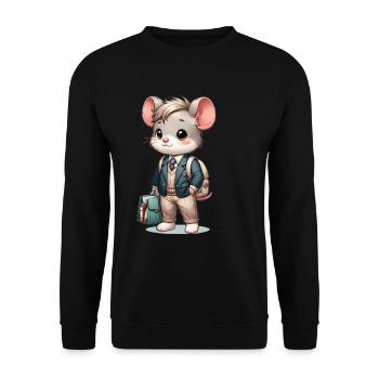 Cute Schoolboy Mouse - Unisex Sweatshirt - black - Front - Alina (178cm) & Michal (187cm)