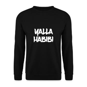 Yalla Habibi | Arabischer Ausdruck, mein Liebling - Unisex Pullover - Schwarz - Vorne - Alina (178cm) & Michal (187cm)