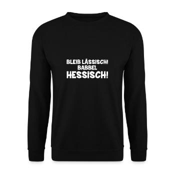 Babbel Hessisch | Hessen, Hessischer Dialekt - Unisex Pullover - Schwarz - Vorne - Alina (178cm) & Michal (187cm)