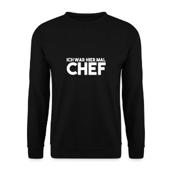 Ich war hier mal Chef | Jobwechsel, Abschied - Unisex Pullover - Schwarz - Vorne - Alina (178cm) & Michal (187cm)