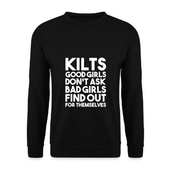 KILTS Good Girls Don't Ask | Scotland Scottish - Unisex Sweatshirt - black - Front - Alina (178cm) & Michal (187cm)