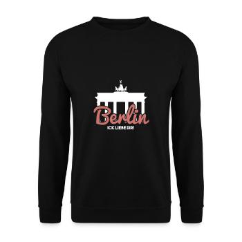 Berlin Ick liebe dir | Berliner Schnauze, Dialekt - Unisex Pullover - Schwarz - Vorne - Alina (178cm) & Michal (187cm)