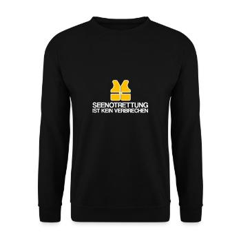 Le sauvetage en mer n'est pas un crime | réfugiés - Sweat-shirt Unisexe - noir - Devant - Alina (178cm) & Michal (187cm)