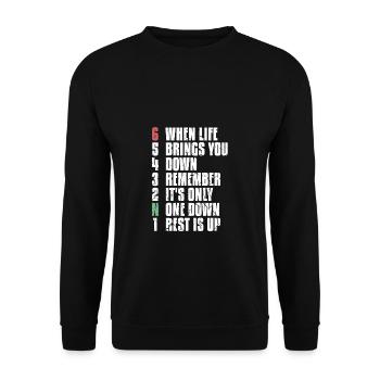 1N23456 Moto quand la vie vous déprime - Sweat-shirt Unisexe - noir - Devant - Alina (178cm) & Michal (187cm)
