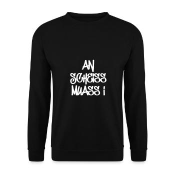 An Scheiss Muass I | Bayern, bayrisch, boarisch - Unisex Pullover - Schwarz - Vorne - Alina (178cm) & Michal (187cm)