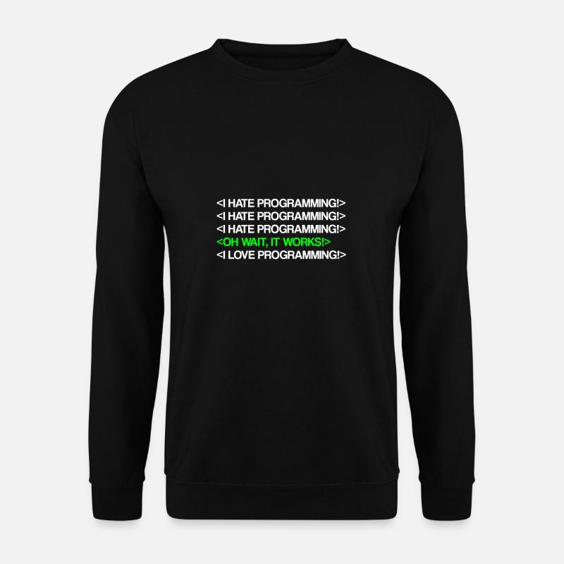 Jeg hader programmering | Programmerer, Coder, IT Nerd - Unisex sweater - sort