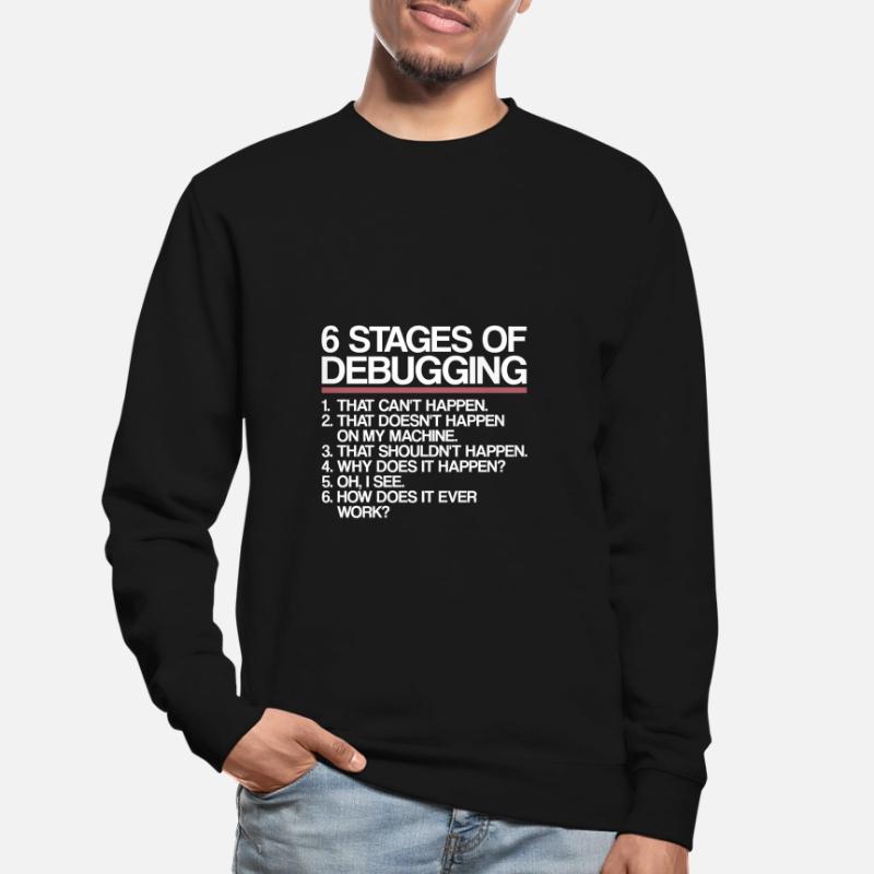 6 Stages of Debugging | Programmierer, Informatik Unisex Pullover