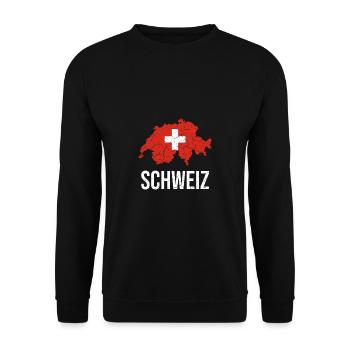 Schweizer Flagge | Schweiz, Schweizerdeutsch - Unisex Pullover - Schwarz - Vorne - Alina (178cm) & Michal (187cm)