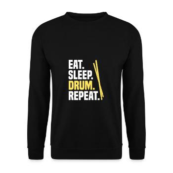 Eat Sleep Drum Repeat drum kit drummer - Unisex Sweatshirt - black - Front - Alina (178cm) & Michal (187cm)