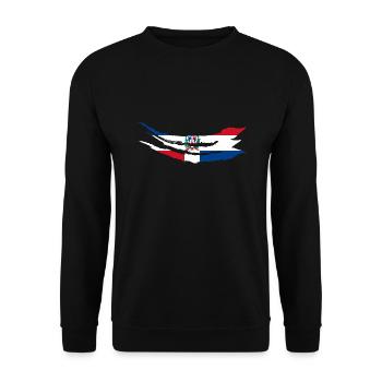 Dominikanische Republik Flagge Dom Rep Fahne Reise - Unisex Pullover - Schwarz - Vorne - Alina (178cm) & Michal (187cm)