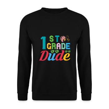 1. Klasse Dude Rainbow Girls Boys Teacher Team - Unisex Pullover - Schwarz - Vorne - Alina (178cm) & Michal (187cm)
