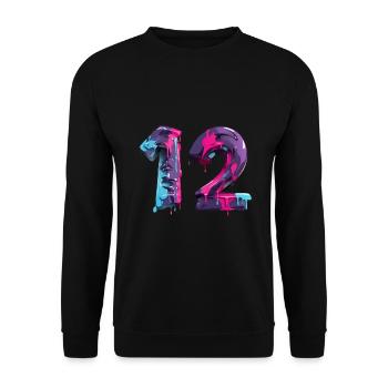 NON. 12 NUMÉRO 12 COOL 12E ANNIVERSAIRE - Sweat-shirt Unisexe - noir - Devant - Alina (178cm) & Michal (187cm)