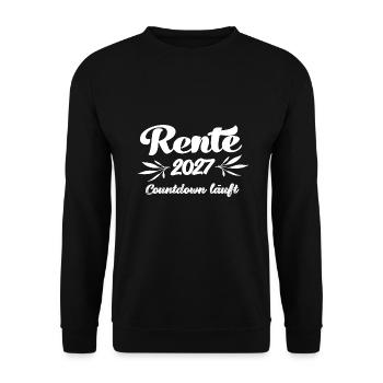 Rentner 2027 Countdown läuft Rente 2027 Ruhestand - Unisex Pullover - Schwarz - Vorne - Alina (178cm) & Michal (187cm)