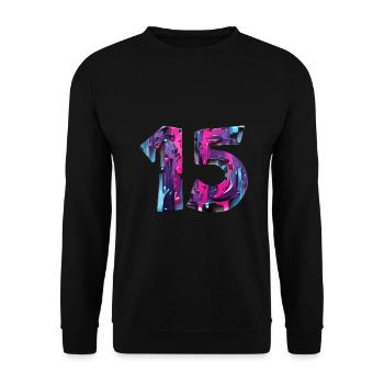 NR. 15 NUMMER 15 COOL 15. GEBURTSTAG - Unisex Pullover - Schwarz - Vorne - Alina (178cm) & Michal (187cm)