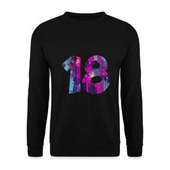 NO. 18 NUMBER 18 COOL 18TH BIRTHDAY - Unisex Sweatshirt - black - Front - Alina (178cm) & Michal (187cm)