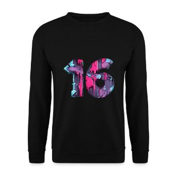 NR. 16 NUMMER 16 COOL 16. GEBURTSTAG - Unisex Pullover - Schwarz - Vorne - Alina (178cm) & Michal (187cm)