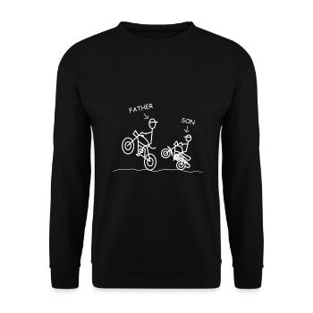 Figure de bâton père et fils sur la moto - Sweat-shirt Unisexe - noir - Devant - Alina (178cm) & Michal (187cm)