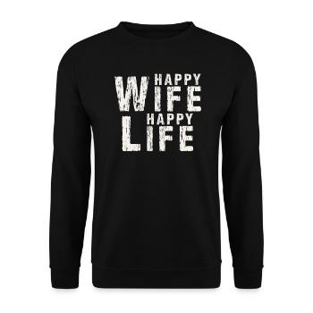 Happy Wife Happy Live Gift for Good Husbands - Unisex Sweatshirt - black - Front - Alina (178cm) & Michal (187cm)