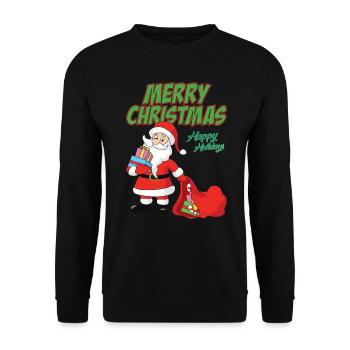 Lustiges Weihnachtsmotiv - Unisex Pullover - Schwarz - Vorne - Alina (178cm) & Michal (187cm)