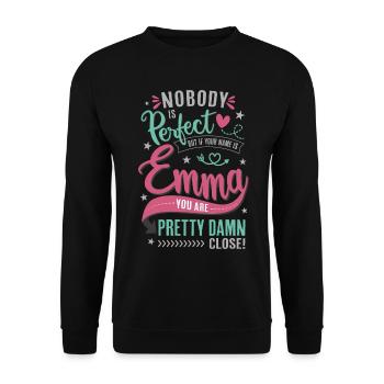 Emma Name Namenstag Spruch Geschenk Mädchen - Unisex Pullover - Schwarz - Vorne - Alina (178cm) & Michal (187cm)