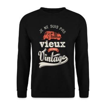 anniversaire voiture ancienne pas vieux vintage - Sweat-shirt Unisexe - noir - Devant - Alina (178cm) & Michal (187cm)