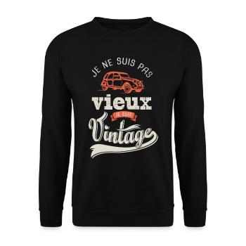 cadeau anniversaire pas vieux vintage deudeuche - Sweat-shirt Unisexe - noir - Devant - Alina (178cm) & Michal (187cm)