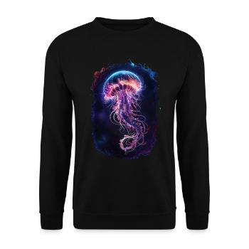 Ethereal Luminescent Jellyfish in Deep Sea - Unisex Sweatshirt - black - Front - Alina (178cm) & Michal (187cm)