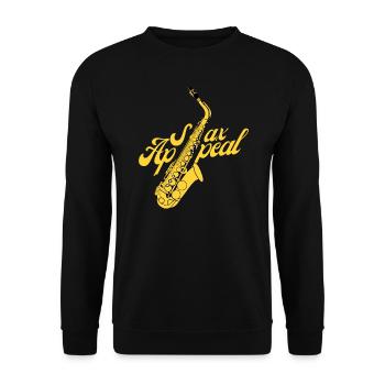 Saxofon Shirt Saxophon Spruch Sax Appeal Saxophone - Unisex Sweatshirt - black - Front - Alina (178cm) & Michal (187cm)