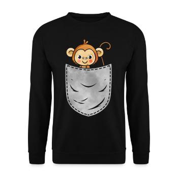 Pocket Monkey Animal In Your Pocket Monkey - Unisex Pullover - Schwarz - Vorne - Alina (178cm) & Michal (187cm)