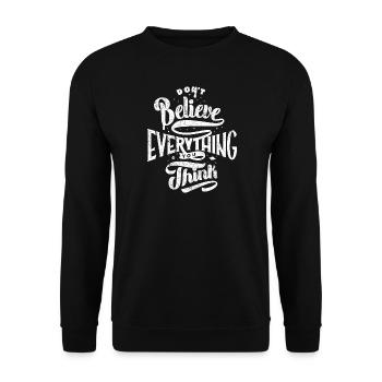 THINK FAITH FAITH THINK JOKES SAYINGS MOTIVE - Unisex Sweatshirt - black - Front - Alina (178cm) & Michal (187cm)