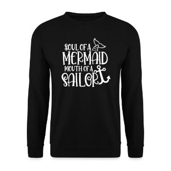 WASSERNIXE SEEFRAUEN MEERFRAUEN SEEMANN NIXE MOTIV - Unisex Pullover - Schwarz - Vorne - Alina (178cm) & Michal (187cm)