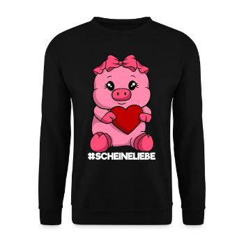 Schweineliebe Schwein mit Herz Liebe - Unisex Pullover - Schwarz - Vorne - Alina (178cm) & Michal (187cm)