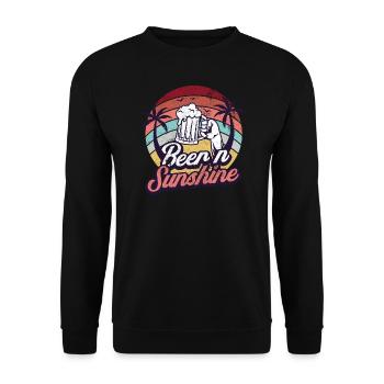 TRINK BIER SAUFEN PARTY GRILLEN GRILL SONNEN MOTIV - Unisex Pullover - Schwarz - Vorne - Alina (178cm) & Michal (187cm)