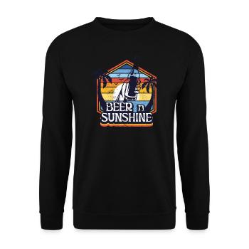 TRINK BIER SONNEN URLAUB PARTY GRILLEN FEIER MOTIV - Unisex Pullover - Schwarz - Vorne - Alina (178cm) & Michal (187cm)