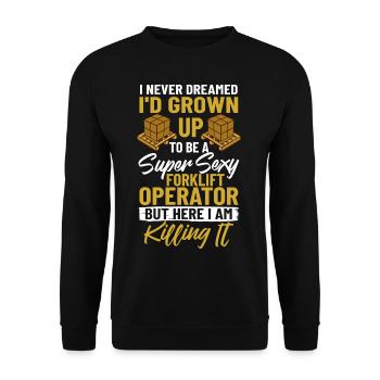 Forklift Driver Forklift Lift Truck - Unisex Sweatshirt - black - Front - Alina (178cm) & Michal (187cm)