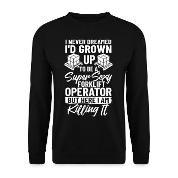Forklift Driver Forklift Lift Truck - Unisex Sweatshirt - black - Front - Alina (178cm) & Michal (187cm)