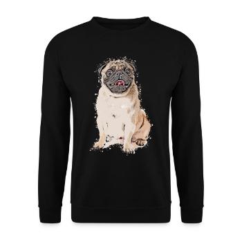 Pug Dog Pet Animal Cartoon Comic Style - Unisex Sweatshirt - black - Front - Alina (178cm) & Michal (187cm)