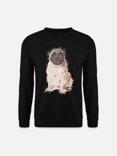 Mops Hund Haustier Tier Cartoon Comic Style - Unisex Pullover - Schwarz