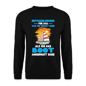 Boot Spruch ausrasten - Unisex Pullover - Schwarz - Vorne - Alina (178cm) & Michal (187cm)