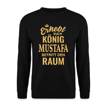 Name Mustafa Geschenkidee Geburtstag lustig König - Unisex Pullover - Schwarz - Vorne - Alina (178cm) & Michal (187cm)