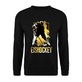 Eishockey Eishockeyspieler Spieler Gold Splash - Unisex Pullover - Schwarz - Vorne - Alina (178cm) & Michal (187cm)