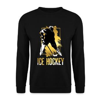 Eishockey Eishockeyspieler Spieler Gold Splash - Unisex Pullover - Schwarz - Vorne - Alina (178cm) & Michal (187cm)