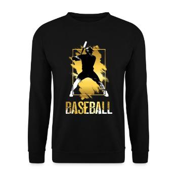 Baseball Baseball Player Gold Splash Home Run - Unisex Sweatshirt - black - Front - Alina (178cm) & Michal (187cm)