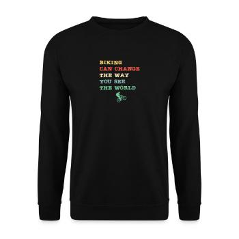 Biking can change the way you see the world - Unisex Pullover - Schwarz - Vorne - Alina (178cm) & Michal (187cm)