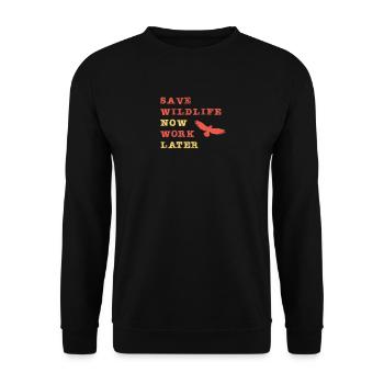 Save wildlife now - work later - Unisex Pullover - Schwarz - Vorne - Alina (178cm) & Michal (187cm)