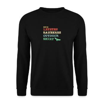 Mein letztes sauberes Outdoor Shirt - Unisex Pullover - Schwarz - Vorne - Alina (178cm) & Michal (187cm)