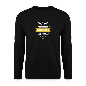 So toll sieht das allerbeste Herrchen der Welt aus - Unisex Pullover - Schwarz - Vorne - Alina (178cm) & Michal (187cm)