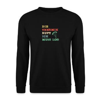 Die Thermik ruft, ich muss los - Unisex Pullover - Schwarz - Vorne - Alina (178cm) & Michal (187cm)