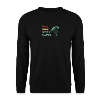 Fly now - work later - Unisex Pullover - Schwarz - Vorne - Alina (178cm) & Michal (187cm)