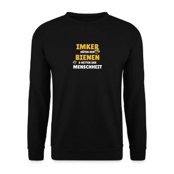 Imker - Hüter der Bienen & Retter der Menschheit - Unisex Pullover - Schwarz - Vorne - Alina (178cm) & Michal (187cm)